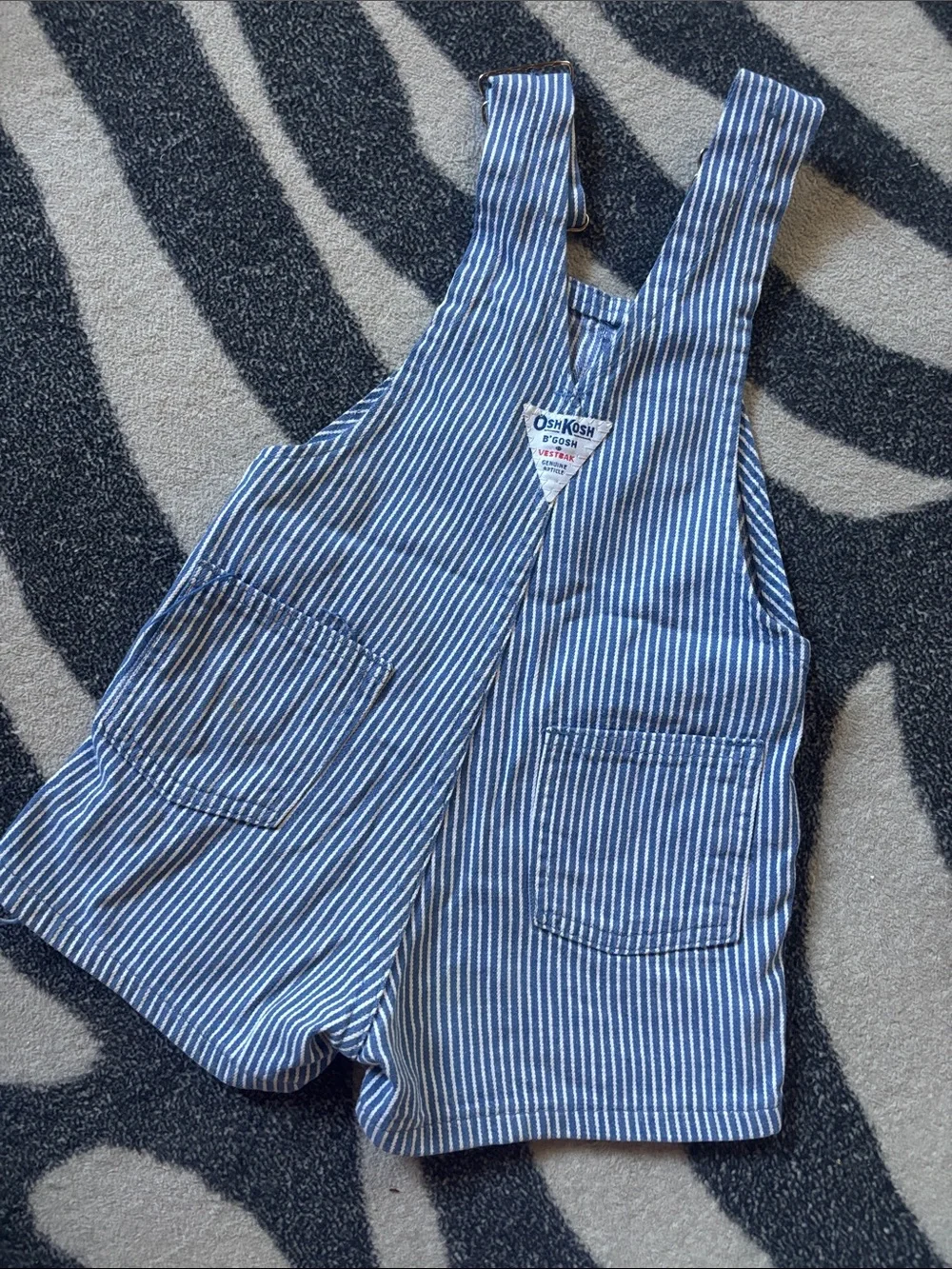 Vintage OshKosh B'gosh Blue & White Striped Shortalls